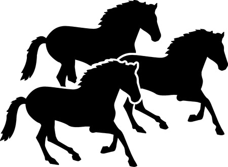 Group of horses racingのイラスト素材