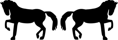 Silhouette of two horsesのイラスト素材
