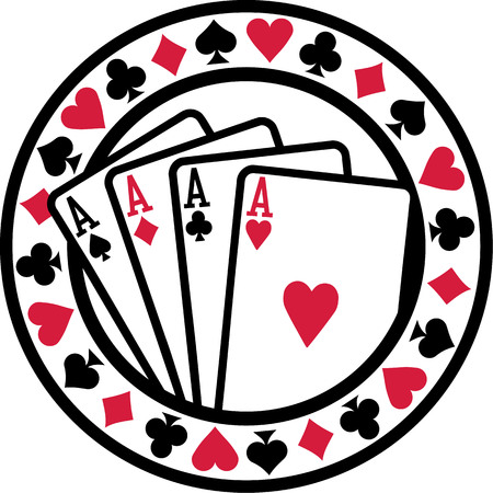 Poker badge with playing cards acesのイラスト素材