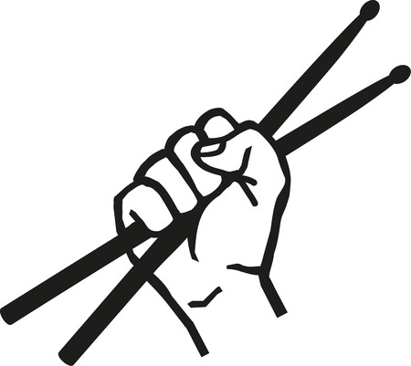 Hand with drum sticksのイラスト素材
