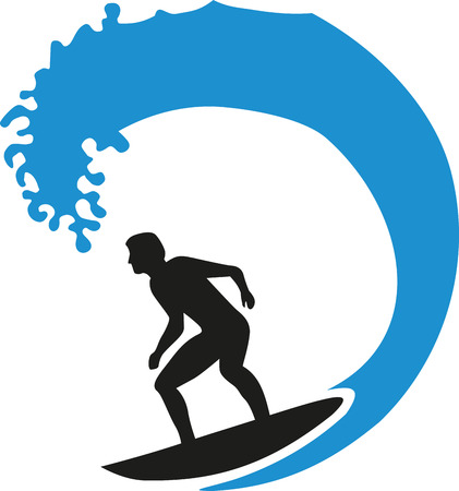 Surfer riding a big waveのイラスト素材