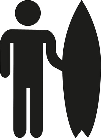 Surfer icon with surfboardのイラスト素材