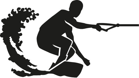 Wakeboarder with waveのイラスト素材