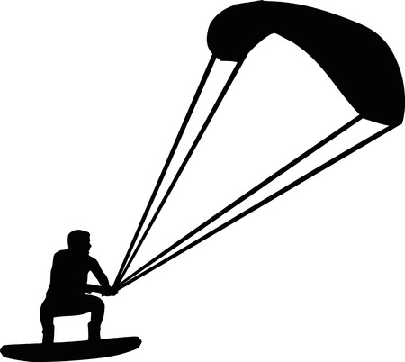 Wakeboarder with parachuteのイラスト素材