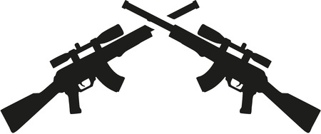 Crossed airsoft gunのイラスト素材