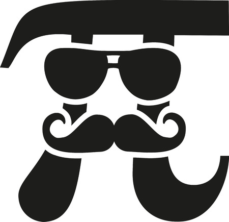 Pi sign with glasses and mustacheのイラスト素材