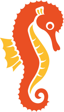 Comic seahorse orange and yellowのイラスト素材