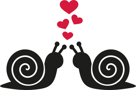 Snails in love with heartsのイラスト素材