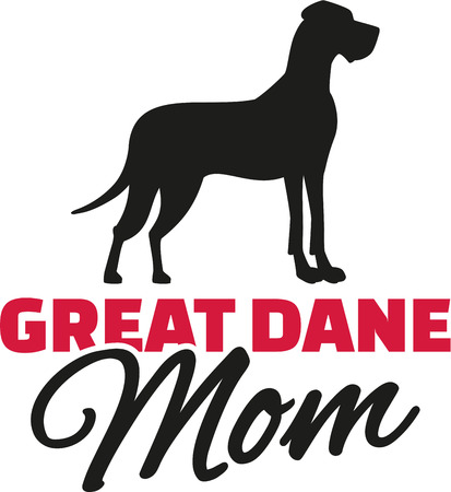 Great dane Mom with dog silhouetteのイラスト素材