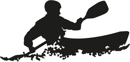 Kayaker in wild waterのイラスト素材