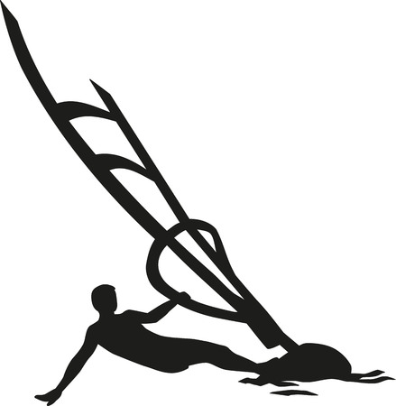 Windsurfing man lying in the windのイラスト素材