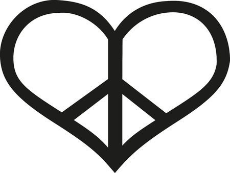 Peace sign in heart shapeのイラスト素材