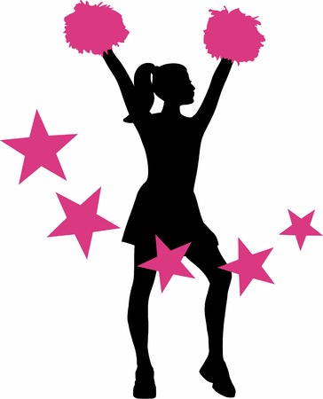Cheerleader with pink starsのイラスト素材