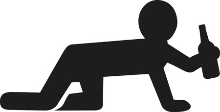 Crawling man on all fours with beer bottleのイラスト素材