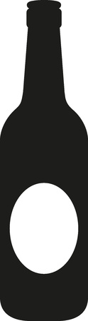 Black beer bottle with white lableのイラスト素材