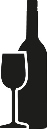 Wine bottle with glassのイラスト素材