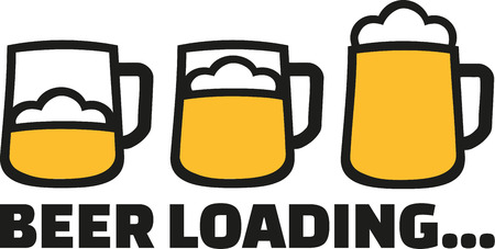 Beer Loading with three mugs and foamのイラスト素材
