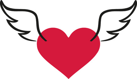 Valentine's day heart with wingsのイラスト素材