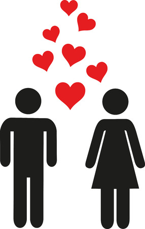 Couple icon in love with heartsのイラスト素材