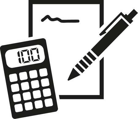 Notepad, pencil and calculator iconのイラスト素材