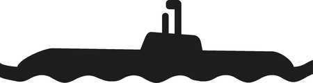 Submarine at water surface with periscopeのイラスト素材