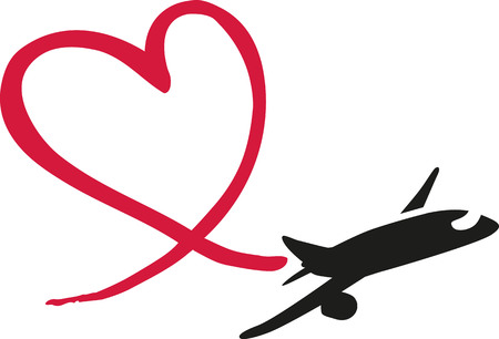 Airplane drawing a heart in the skyのイラスト素材