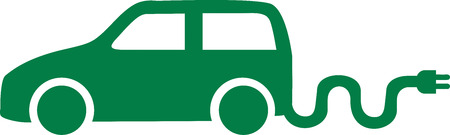 Green electrc car icon with plugのイラスト素材