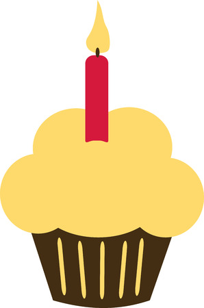 Cupcake with candleのイラスト素材