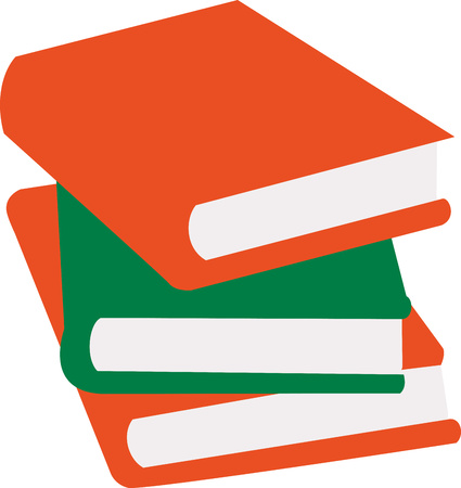 Books in orange and greenのイラスト素材
