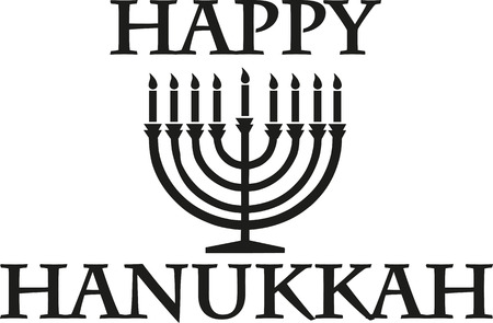 Happy hanukkah with candleholderのイラスト素材
