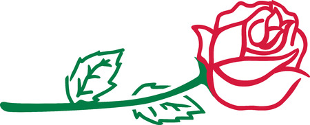 Abstract rose with stem, leaves and blossomのイラスト素材