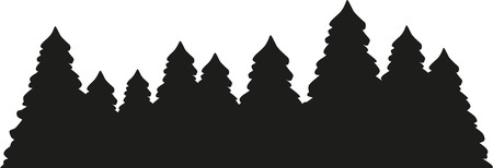 Fir tree forest silhouetteのイラスト素材