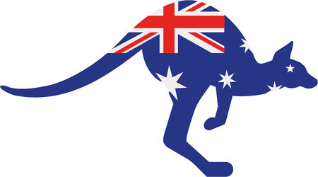 Australia flag kangarooのイラスト素材