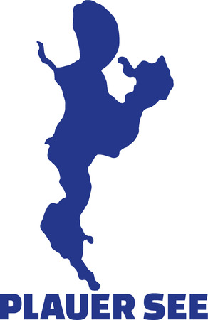 Lake Plauer See silhouette with nameのイラスト素材