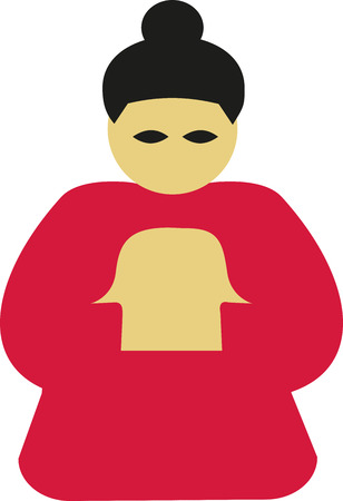 Chinese praying woman iconのイラスト素材