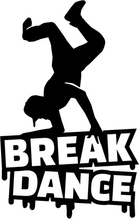 Breakdance word with silhouetteのイラスト素材
