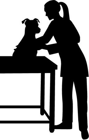 Female Veterinarian with dog silhouetteのイラスト素材