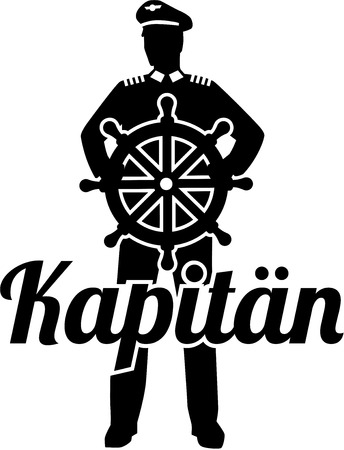Captain with steering wheel and german job titleのイラスト素材