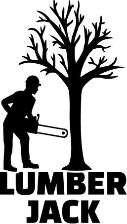 Lumberjack with silhouette and wordのイラスト素材