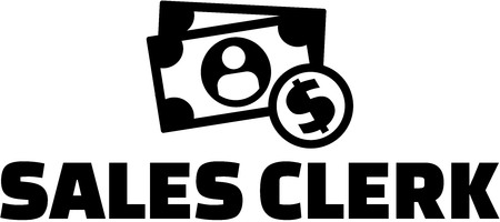 Sales clerk with money iconsのイラスト素材