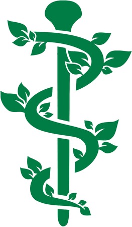 Natural green caduceus for Alternative Practitionerのイラスト素材