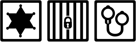 Sheriff icons - sheriff star prison handcuffのイラスト素材