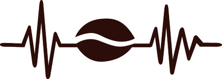 Heartbeat pulse line with coffee bean brownのイラスト素材