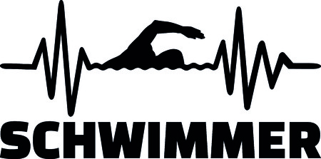 Heartbeat pulse line with swimmer using front crawl swimming technique のイラスト素材