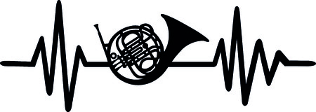 Heartbeat pulse line with bugle instrumentのイラスト素材