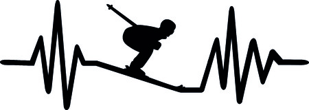 Heartbeat pulse line with ski slope skierのイラスト素材