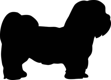 Lhasa Apso silhouette real in blackのイラスト素材