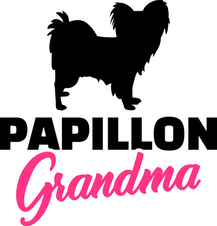 Papillon Grandma silhouette in blackのイラスト素材