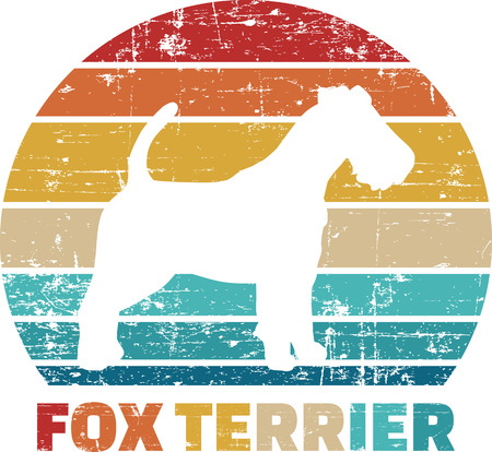 Fox Terrier silhouette vintage and retroのイラスト素材