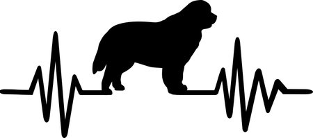 Heartbeat frequency with Newfoundland dog silhouetteのイラスト素材